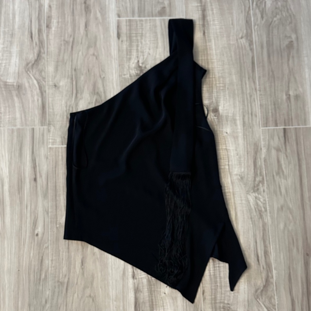 Express One Shoulder Fringe Top